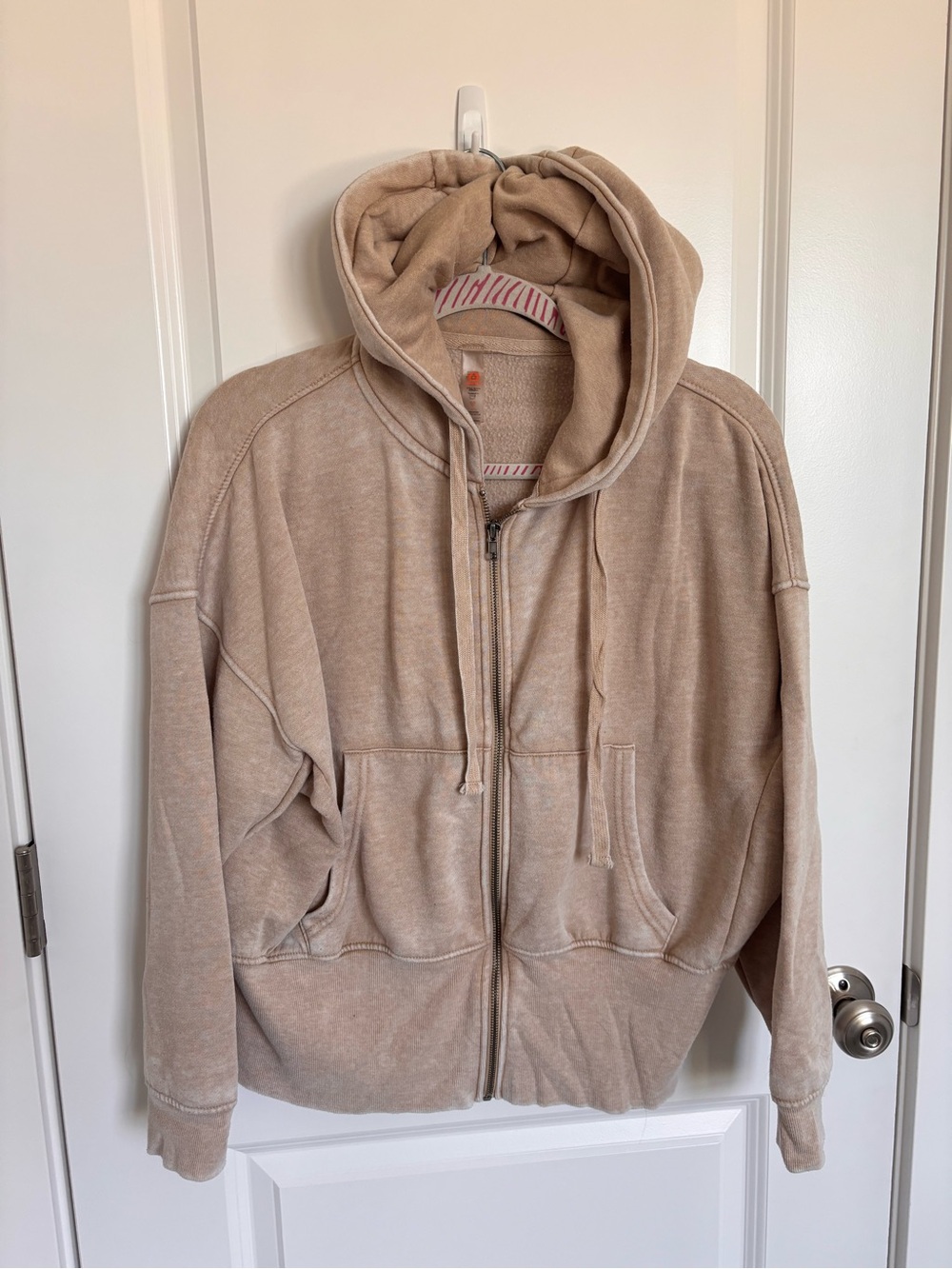 Mono B Zip-Up Hooded Sweater Tan
